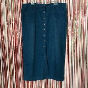 J. Jill denim blue Jean button front midi skirt